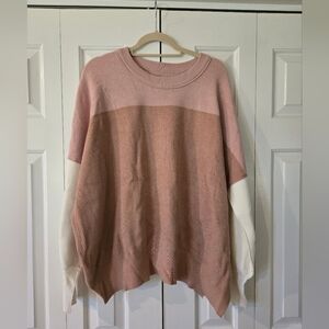 Women's Sweater Size XL. Exposed Seams. Pink, Cream & Tan